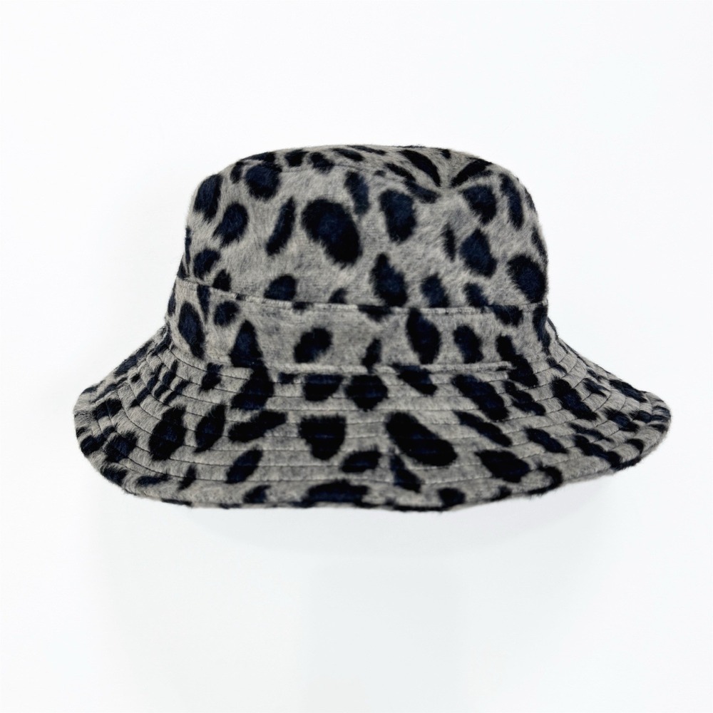 NEW Wyeth Bucket Hat Womens One Size Gray Leopard Print Fuzzy Retro Y2K 90s Boho - Picture 16 of 16